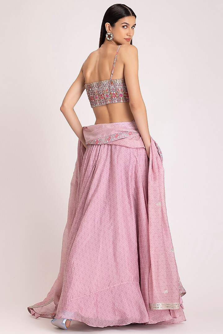 Blush Pink Embroidered Wedding Lehenga Set by Koashee By Shubhitaa at Pernia's Pop Up Shop