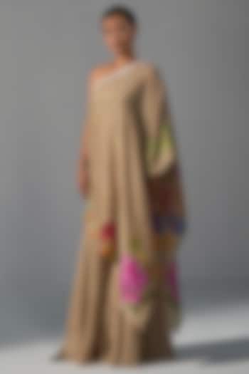 Brown Bemberg Silk Sharara Set by KOASHEE BY SHUBHITAA
