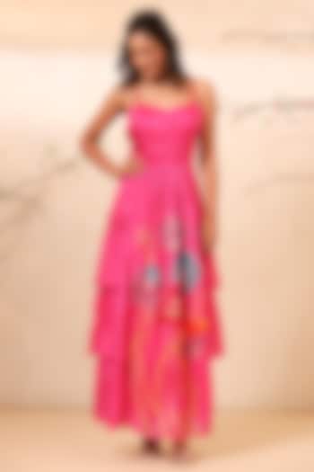 Hot Pink Bemberg Silk Dress by Koashee By Shubhitaa