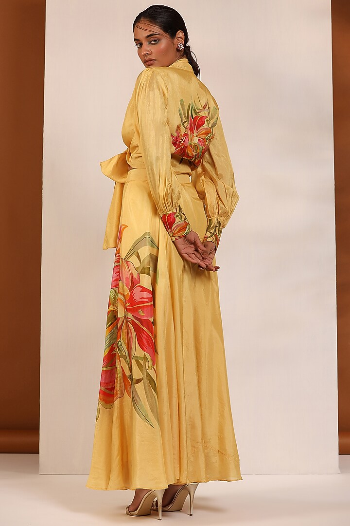 Yellow Bemberg Silk Party Wear Sharara Set by Koashee By Shubhitaa at Pernia's Pop Up Shop