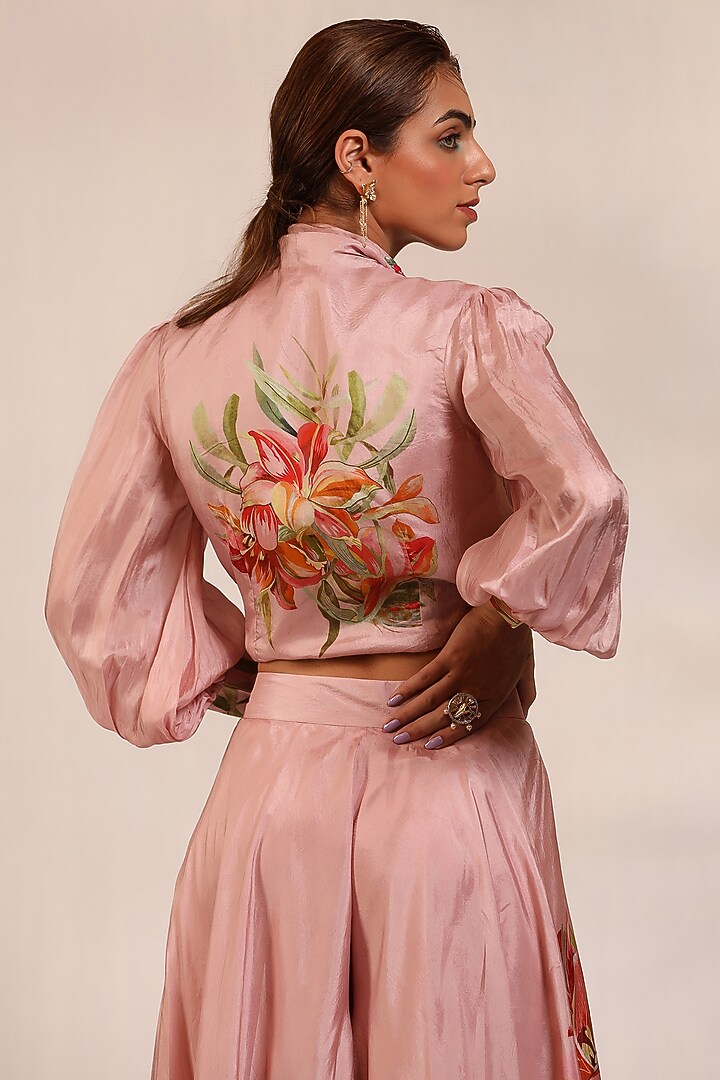 Rose Pink Bemberg Silk Party Wear Sharara Set by Koashee By Shubhitaa at Pernia's Pop Up Shop