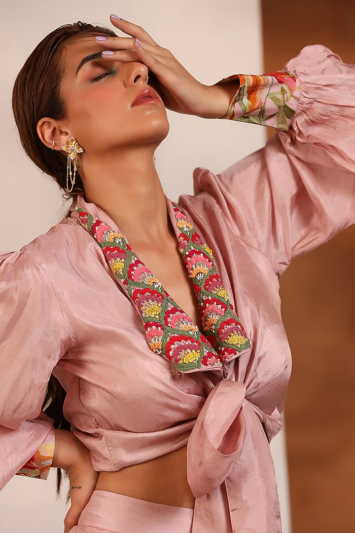 Rose Pink Bemberg Silk Party Wear Sharara Set by Koashee By Shubhitaa at Pernia's Pop Up Shop