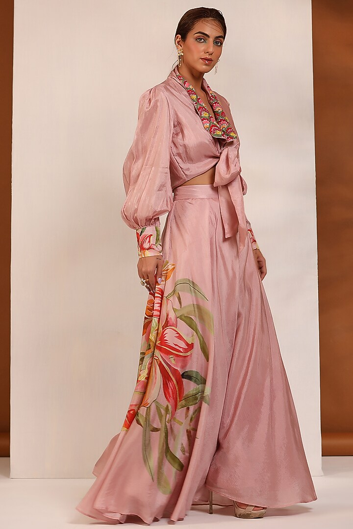 Rose Pink Bemberg Silk Party Wear Sharara Set by Koashee By Shubhitaa at Pernia's Pop Up Shop