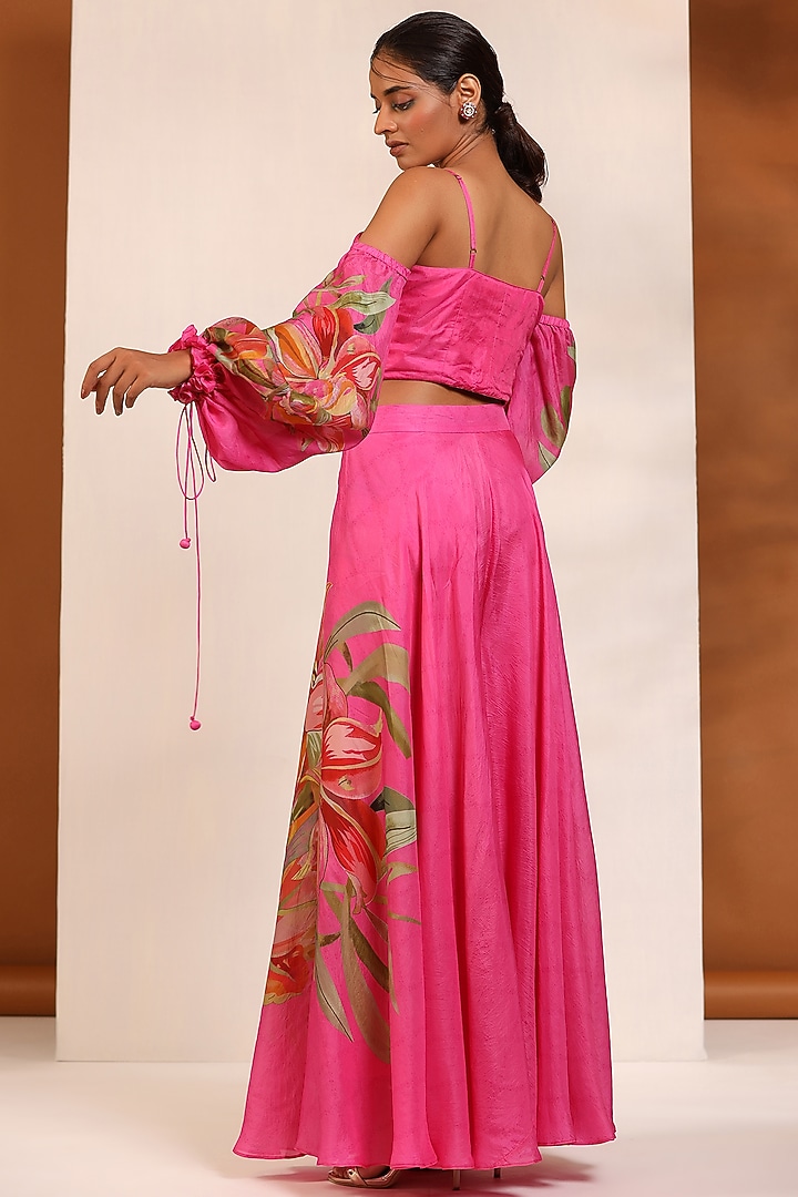 Fuchsia Bemberg Silk Sharara Set by Koashee By Shubhitaa at Pernia's Pop Up Shop