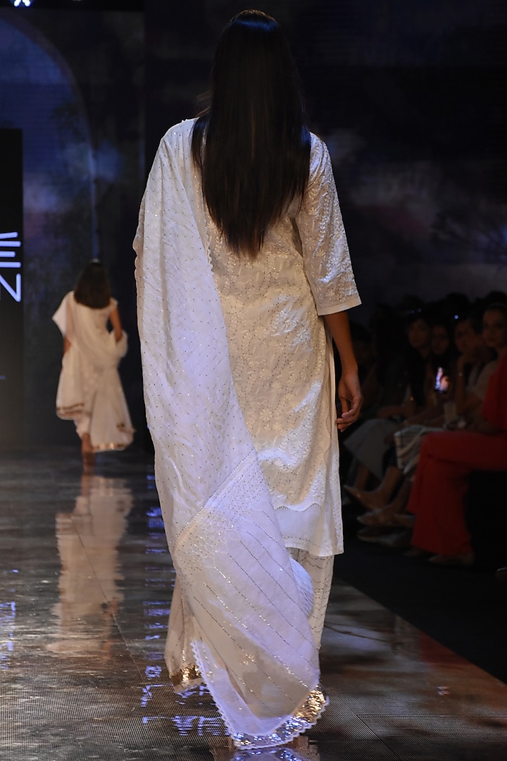 White Embroidered Wedding Sharara Set by House of Kotwara at Pernia's Pop Up Shop