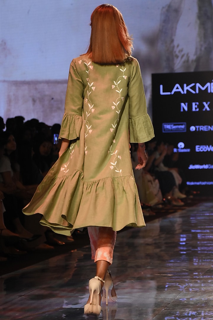 Olive Green Peplum Jacket With Bralette & Pants by House of Kotwara at Pernia's Pop Up Shop