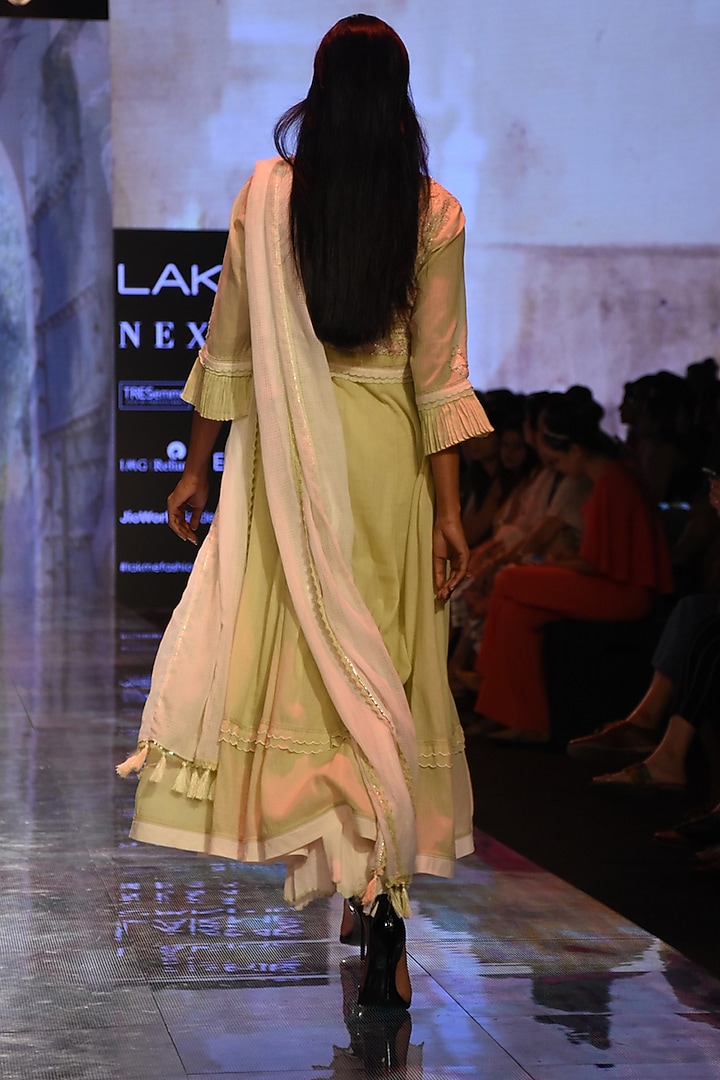 Green Kurta Set With Embroidered Waistcoat by House of Kotwara at Pernia's Pop Up Shop