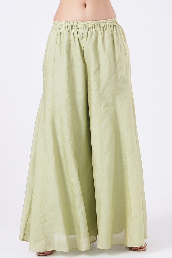 Light Green Chanderi Kalidar Party Wear Sharara Set by Kovet at Pernia's Pop Up Shop