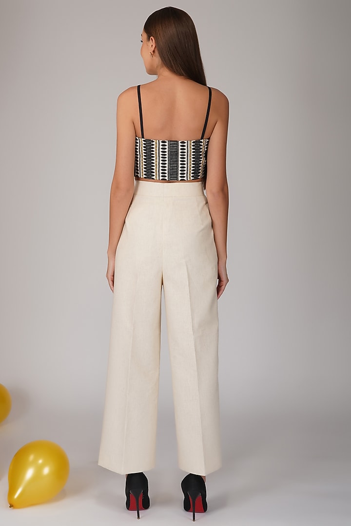 White Cotton Flex Pant Set by Kovet at Pernia's Pop Up Shop