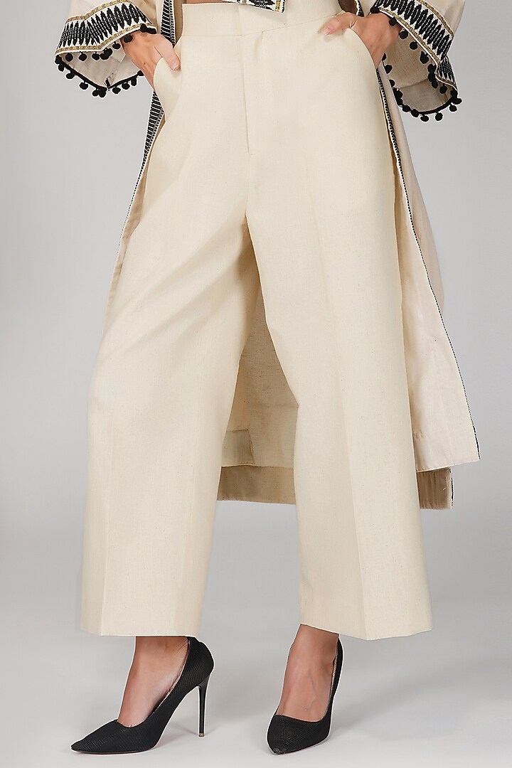 White Cotton Flex Pant Set by Kovet at Pernia's Pop Up Shop