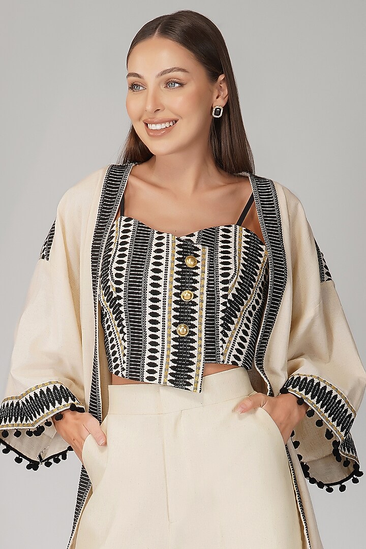 White Cotton Flex Pant Set by Kovet at Pernia's Pop Up Shop