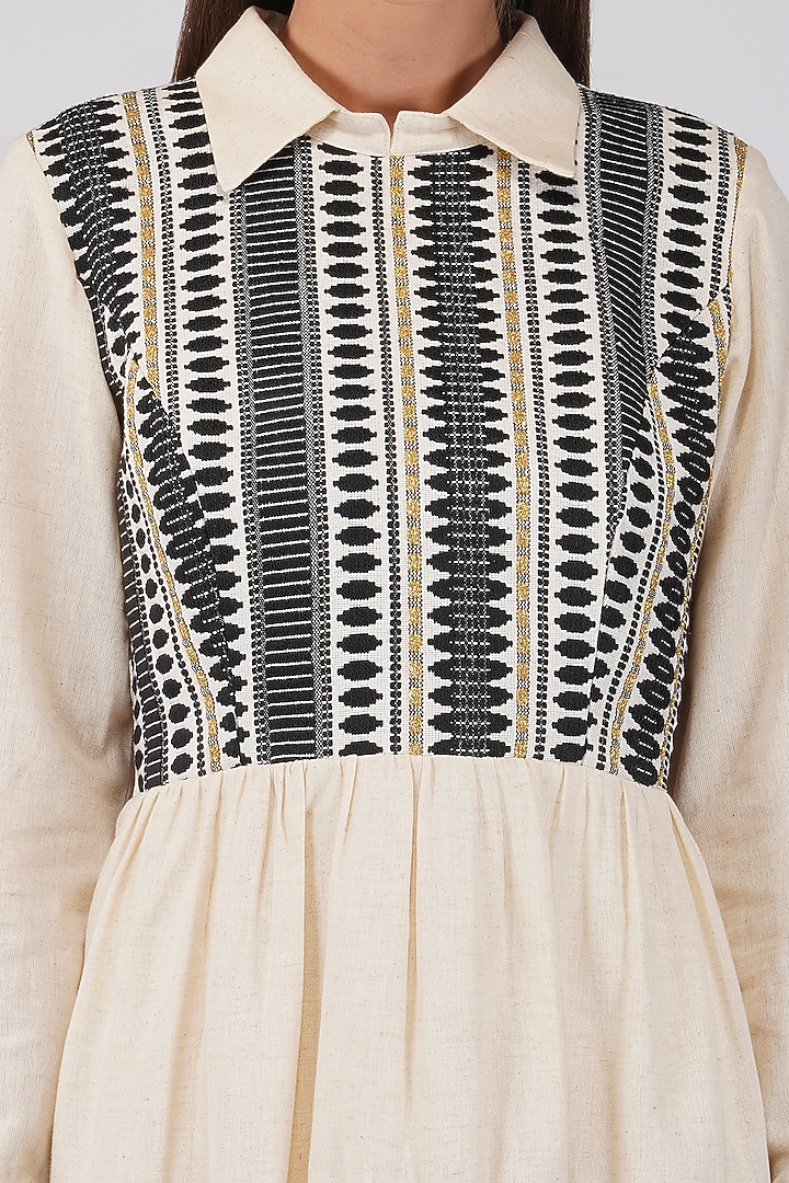 White & Black Woven Mini Summer Dress by Kovet at Pernia's Pop Up Shop