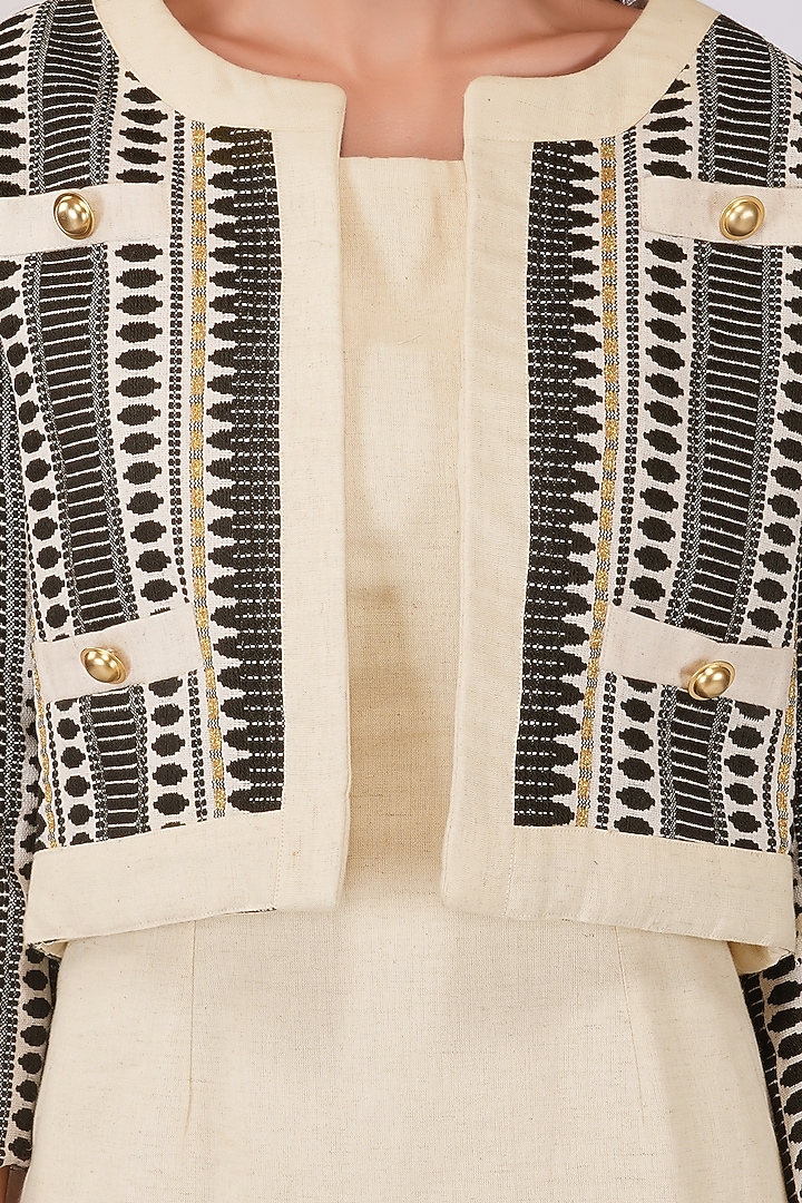 White Organic Cotton Flex Jacket Summer Dress by Kovet at Pernia's Pop Up Shop
