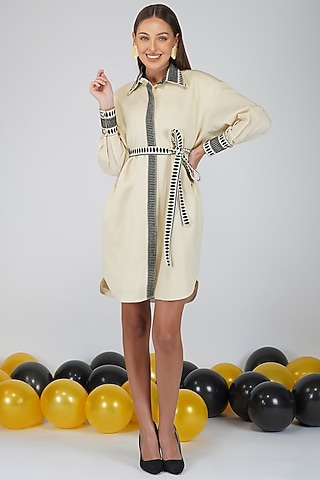 White Organic Cotton Shirt Dress by Kovet