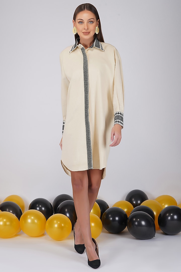White Organic Cotton Summer Shirt Dress by Kovet at Pernia's Pop Up Shop