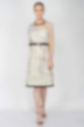 Off-White One Shoulder Foil Printed Dress by Kovet
