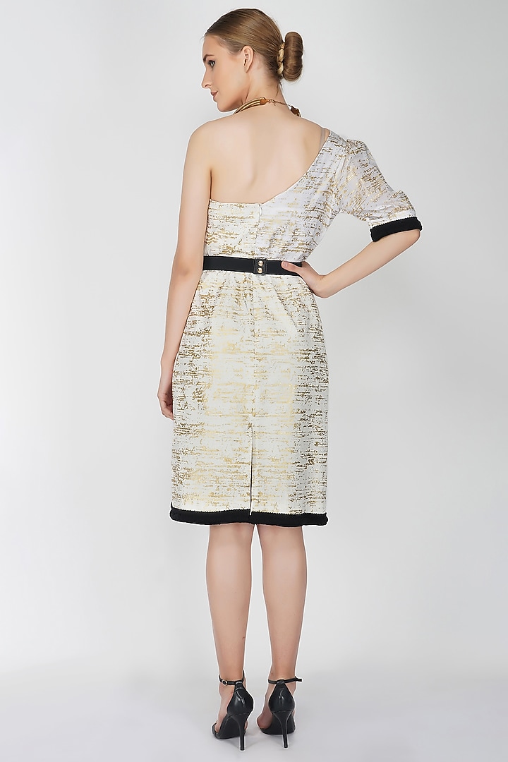 Off-White One Shoulder Foil Printed Summer Dress by Kovet at Pernia's Pop Up Shop