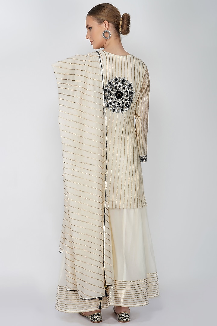 Off-White Cotton Embroidered Party Wear Sharara Set by Kovet at Pernia's Pop Up Shop