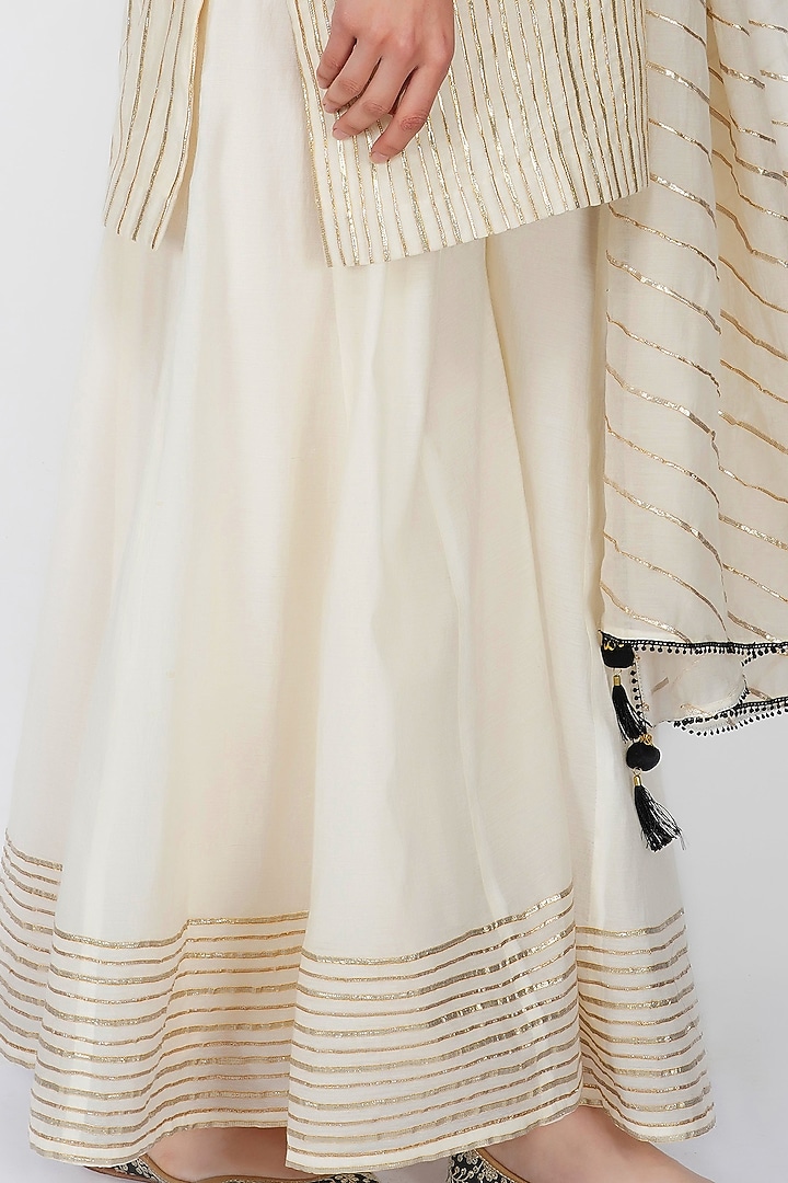 Off-White Cotton Embroidered Party Wear Sharara Set by Kovet at Pernia's Pop Up Shop