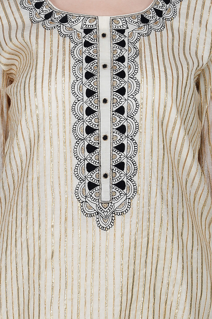 Off-White Cotton Embroidered Party Wear Sharara Set by Kovet at Pernia's Pop Up Shop