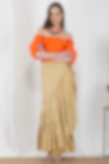 Orange Corset Top With Boning by Kovet