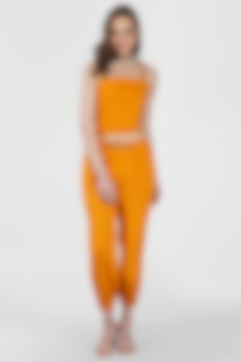 Mustard Gold Cotton Lycra Joggers by Kovet at Pernia's Pop Up Shop