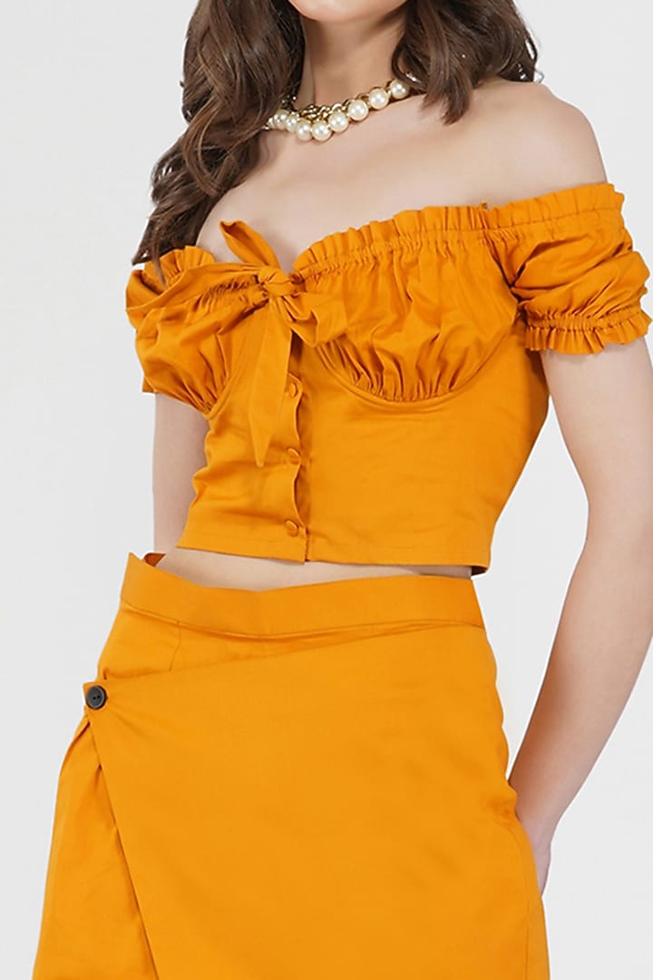 Mustard Gold Cotton Lycra Skirt by Kovet at Pernia's Pop Up Shop