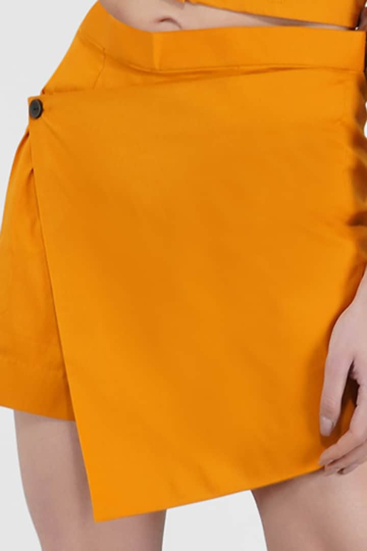 Mustard Gold Cotton Lycra Skirt by Kovet at Pernia's Pop Up Shop