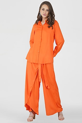 Orange Rayon Shirt by Kovet