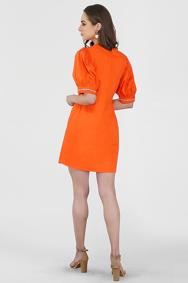 Orange Embellished Summer Dress by Kovet at Pernia's Pop Up Shop