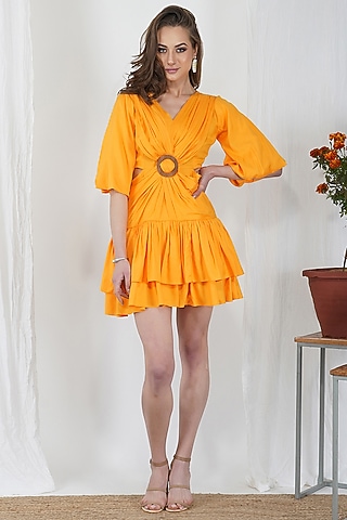 Mango Yellow Rayon Dress by Kovet