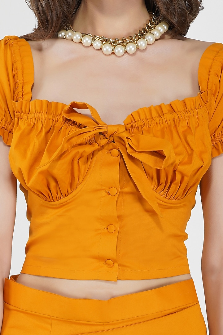 Mustard Gold Cropped Corset Top by Kovet at Pernia's Pop Up Shop