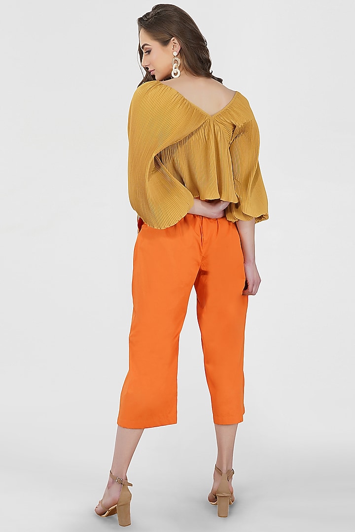 Beige Crinkled Crepe Top by Kovet at Pernia's Pop Up Shop