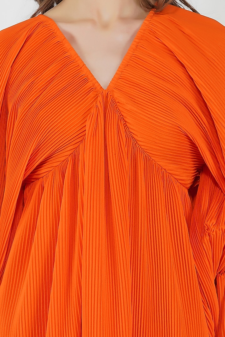 Orange Gathered Summer Dress by Kovet at Pernia's Pop Up Shop