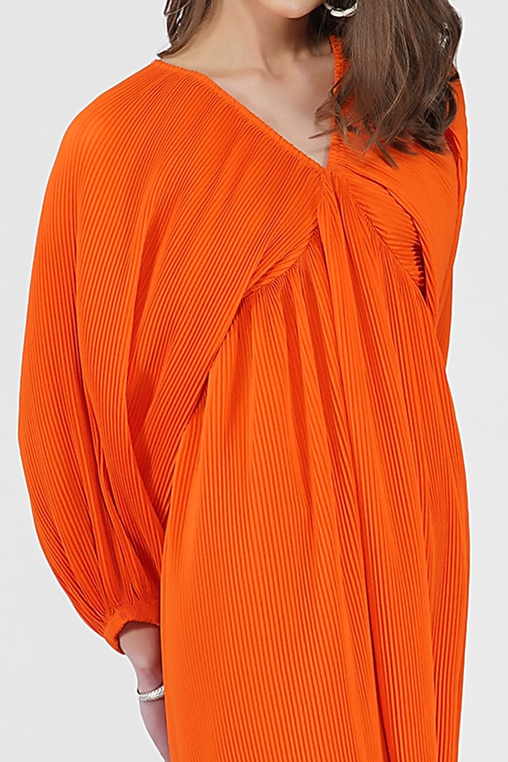 Orange Gathered Summer Dress by Kovet at Pernia's Pop Up Shop
