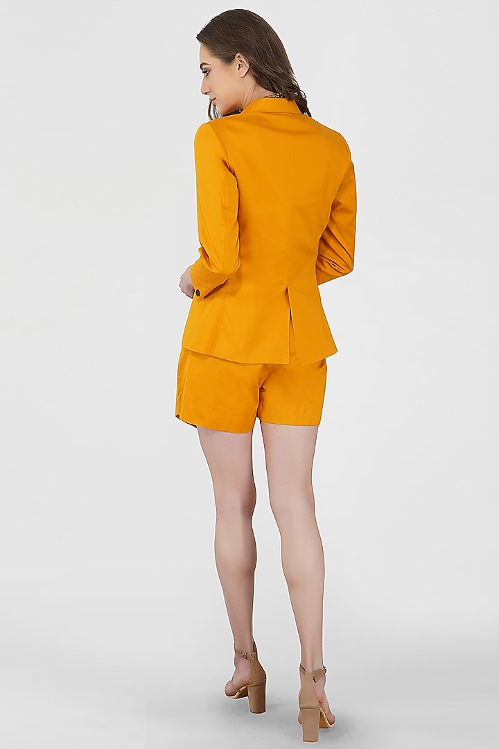 Mustard Gold Blazer With Flap Pockets by Kovet at Pernia's Pop Up Shop