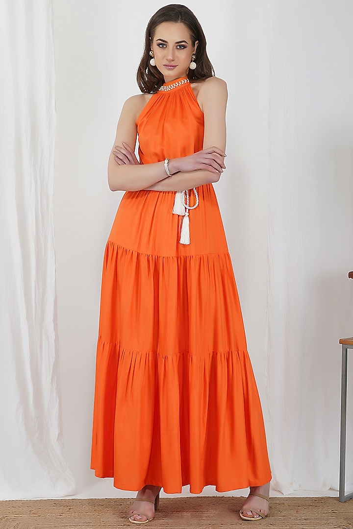 Orange Pearl Layered Summer Dress by Kovet at Pernia's Pop Up Shop