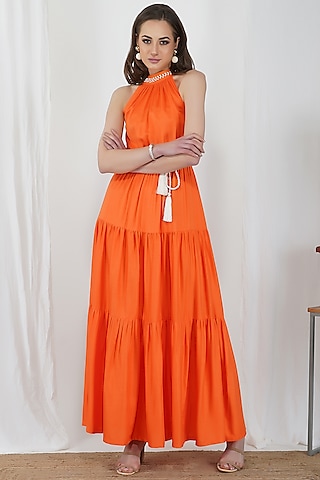 Orange Pearl Layered Dress by Kovet