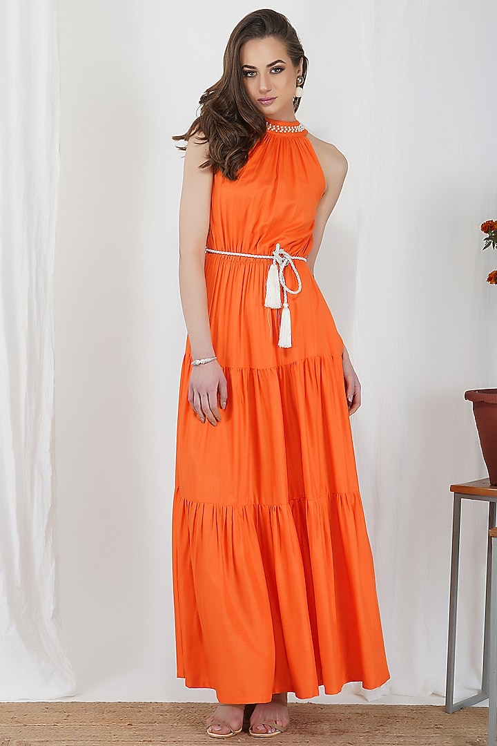 Orange Pearl Layered Summer Dress by Kovet at Pernia's Pop Up Shop
