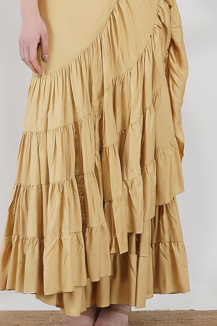 Beige Layered Skirt by Kovet at Pernia's Pop Up Shop