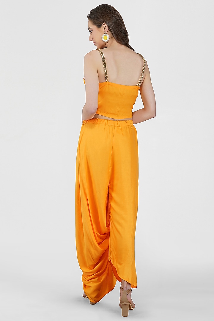 Mango Yellow Crop Top With Gold Chain Straps by Kovet at Pernia's Pop Up Shop