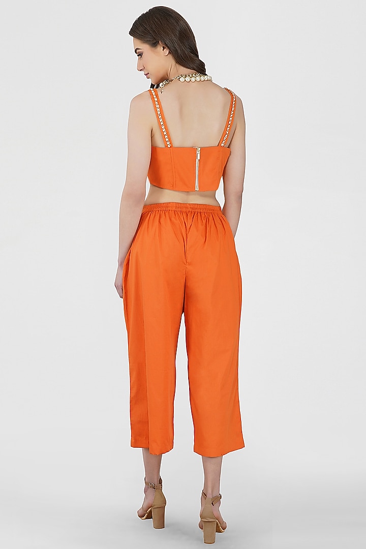 Orange Embellished Corset Top by Kovet at Pernia's Pop Up Shop