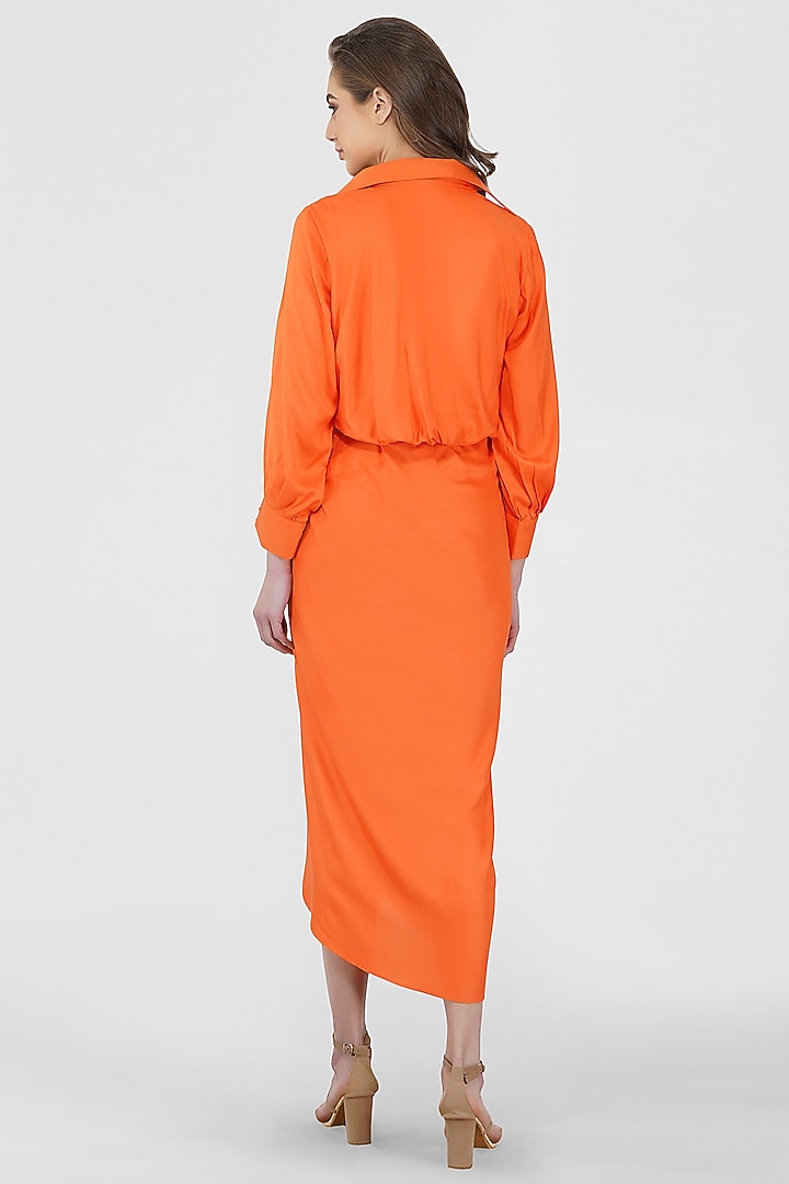 Orange Draped Summer Dress by Kovet at Pernia's Pop Up Shop