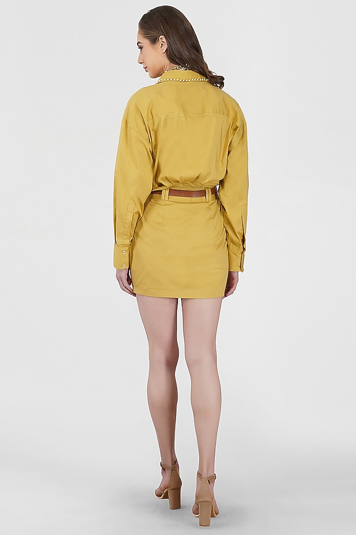 Beige Mini Skirt by Kovet at Pernia's Pop Up Shop
