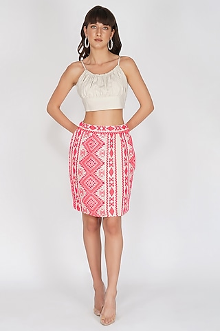 Neon Pink Cotton Skirt  by Kovet