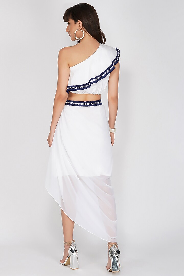 White Cotton Lycra Crop Top by Kovet at Pernia's Pop Up Shop