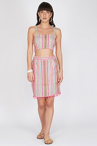 Multi-Colored Cotton Loom Skirt  by Kovet