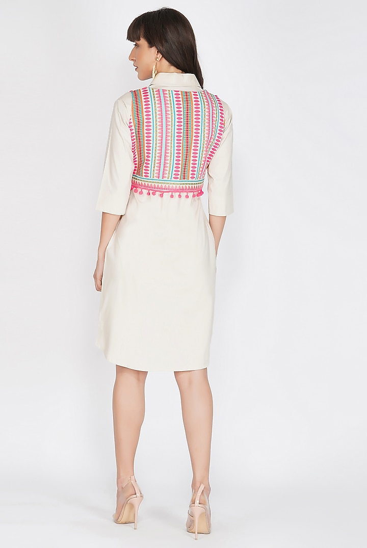 Beige Cotton Summer Shirt Dress by Kovet at Pernia's Pop Up Shop