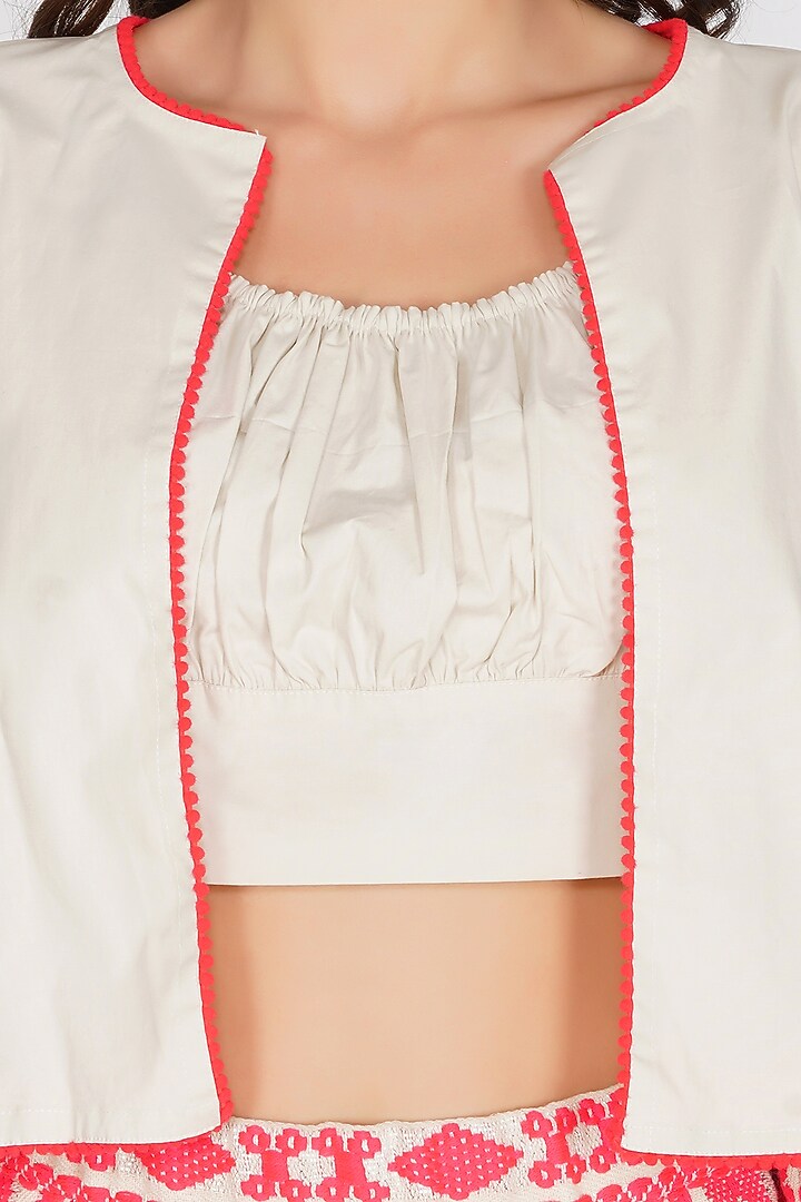 White & Neon Pink Cotton Jacket by Kovet at Pernia's Pop Up Shop