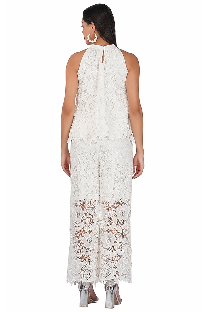 White Cotton Lace Co-Ord Set by Kovet at Pernia's Pop Up Shop